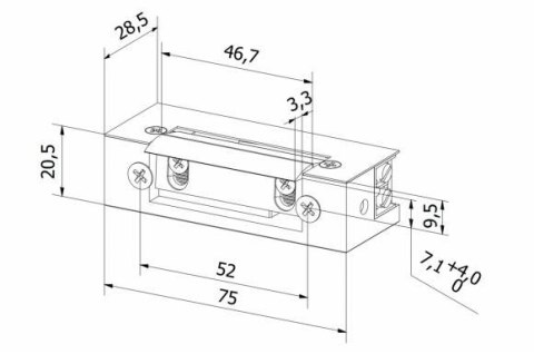 Elektrozaczep przeciwpożarowy HARTTE SHD12RM 12V DC rewersyjny z monitoringiem