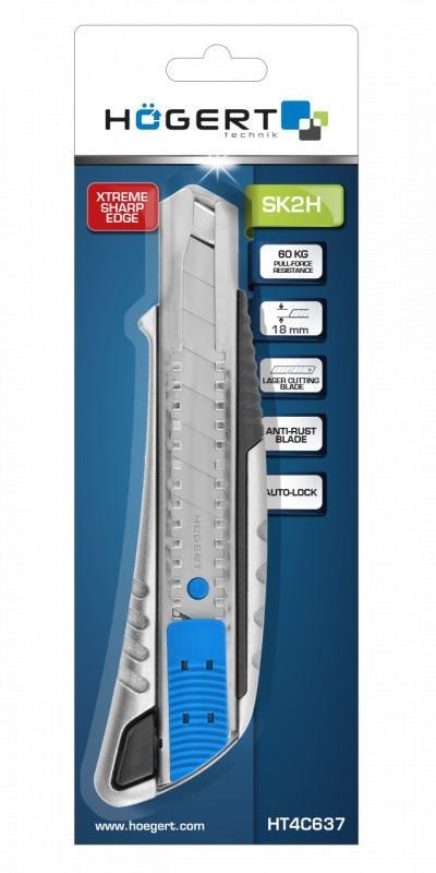 Hoegert HT4C637 Nożyk z ostrzem łamanym 18 mm ALU max 60 kg Hoegert HT4C637 Nożyk z ostrzem łamanym 18 mm ALU max 60 kg