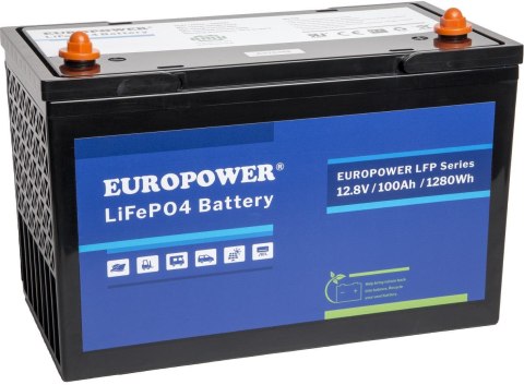 Akumulator LiFePO4 EUROPOWER serii LFP 12,8V 100Ah Bluetooth (Żywotność ~2000 cykli) Akumulator LiFePO4 EUROPOWER serii LFP 12,8V 100Ah Bluetooth (Żywotność ~2000 cykli)
