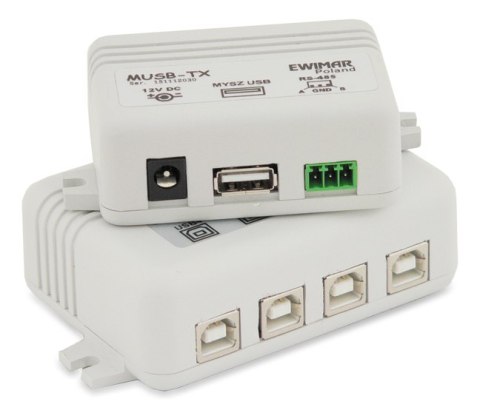 Aktywny przedłużacz myszy USB z separowanym odbiornikiem EWIMAR MUSB-4/1/So v3.2 Aktywny przedłużacz myszy USB z separowanym odbiornikiem EWIMAR MUSB-4/1/So v3.2