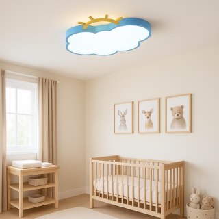 Lampa LED sufitowa plafon do pokoju dziecięcego ściemniana + pilot chmurka niebieska