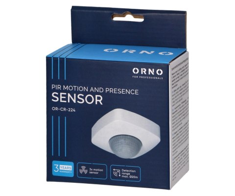 SUFITOWY CZUJNIK RUCHU Z CZUJNIKIEM OBECNOŚCI OR-CR-224 AC 230V ORNO SUFITOWY CZUJNIK RUCHU Z CZUJNIKIEM OBECNOŚCI OR-CR-224 AC 230V ORNO