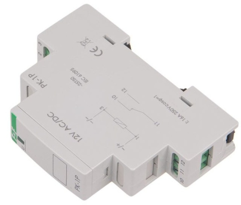 Konfiguracja styków: 1xNO/NC Prąd obciążenia: 16 A Napięcie zasilania: 12 V AC/DC Przekaźnik elektromagnetyczny w obudowie jednomodułowej do bezpośredniego montażu na szynie 35mm. Konfiguracja styków: 1xNO/NC Prąd obciążenia: 16 A Napięcie zasilania: 12 V AC/DC Przekaźnik elektromagnetyczny w obudowie jednomodułowej do bezpośredniego montażu na szynie 35mm.