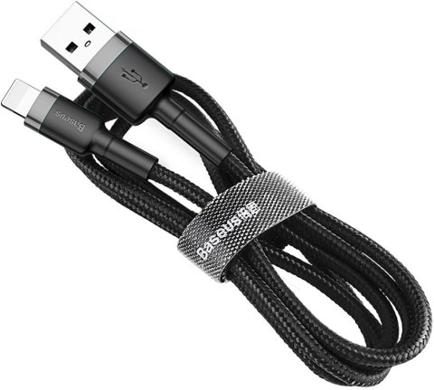 KABEL USB-A / Lightning iPhone Baseus Cafule CALKLF-BG1 100cm Apple 2.4A CZARNO-SZARY W OPLOCIE KABEL USB-A / Lightning iPhone Baseus Cafule CALKLF-BG1 100cm Apple 2.4A CZARNO-SZARY W OPLOCIE