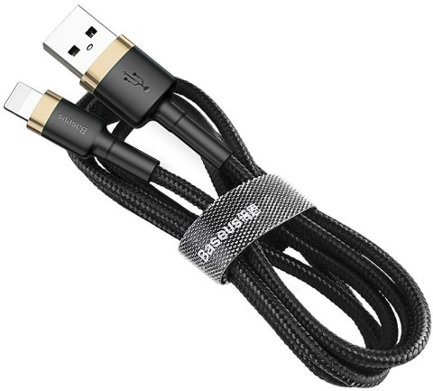 KABEL USB-A / Lightning iPhone Baseus Cafule CALKLF-BV1 100cm Apple 2.4A CZARNO-ZŁOTY W OPLOCIE KABEL USB-A / Lightning iPhone Baseus Cafule CALKLF-BV1 100cm Apple 2.4A CZARNO-ZŁOTY W OPLOCIE