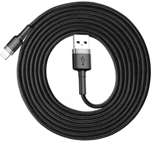 KABEL USB-A / Lightning iPhone Baseus Cafule CALKLF-CG1 200cm Apple 1.5A CZARNO-SZARY W OPLOCIE KABEL USB-A / Lightning iPhone Baseus Cafule CALKLF-CG1 200cm Apple 1.5A CZARNO-SZARY W OPLOCIE