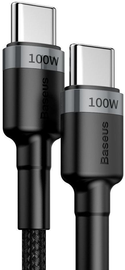 KABEL USB-C / USB-C Baseus Cafule CATKLF-ALG1 200cm 100W 5A PD 2.0 QC 3.0 CZARNO-SZARY W OPLOCIE KABEL USB-C / USB-C Baseus Cafule CATKLF-ALG1 200cm 100W 5A PD 2.0 QC 3.0 CZARNO-SZARY W OPLOCIE