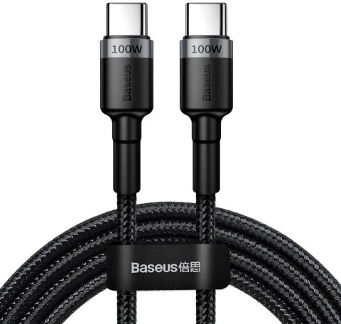 KABEL USB-C / USB-C Baseus Cafule CATKLF-ALG1 200cm 100W 5A PD 2.0 QC 3.0 CZARNO-SZARY W OPLOCIE KABEL USB-C / USB-C Baseus Cafule CATKLF-ALG1 200cm 100W 5A PD 2.0 QC 3.0 CZARNO-SZARY W OPLOCIE