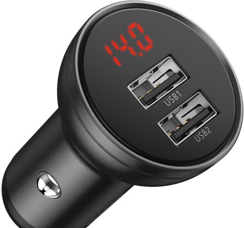 ŁADOWARKA SAMOCHODOWA Baseus Digital Display CCBX-0G 24W 4.8A 2x USB-A CZARNA ŁADOWARKA SAMOCHODOWA Baseus Digital Display CCBX-0G 24W 4.8A 2x USB-A CZARNA