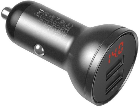 ŁADOWARKA SAMOCHODOWA Baseus Digital Display CCBX-0G 24W 4.8A 2x USB-A CZARNA ŁADOWARKA SAMOCHODOWA Baseus Digital Display CCBX-0G 24W 4.8A 2x USB-A CZARNA