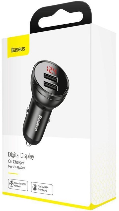 ŁADOWARKA SAMOCHODOWA Baseus Digital Display CCBX-0G 24W 4.8A 2x USB-A CZARNA ŁADOWARKA SAMOCHODOWA Baseus Digital Display CCBX-0G 24W 4.8A 2x USB-A CZARNA