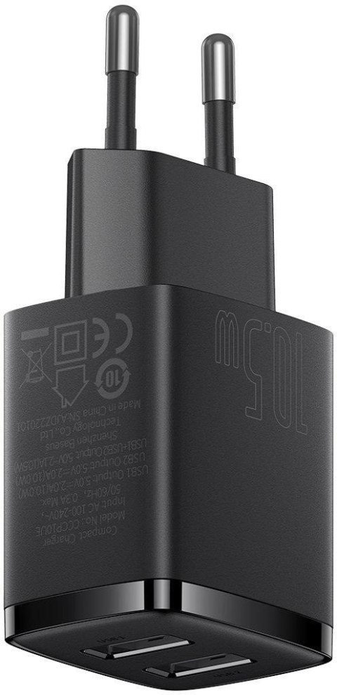 ŁADOWARKA SIECIOWA Baseus Compact Charger CCXJ010201 10.5W 2x USB-A CZARNA ŁADOWARKA SIECIOWA Baseus Compact Charger CCXJ010201 10.5W 2x USB-A CZARNA