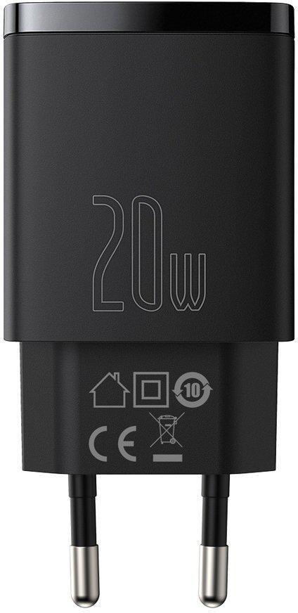 ŁADOWARKA SIECIOWA Baseus Compact Quick Charger CCXJ-B01 20W 1x USB-A 1x USB-C PD 3.0 QC 3.0 CZARNA ŁADOWARKA SIECIOWA Baseus Compact Quick Charger CCXJ-B01 20W 1x USB-A 1x USB-C PD 3.0 QC 3.0 CZARNA