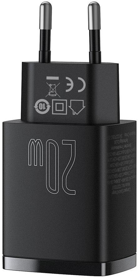 ŁADOWARKA SIECIOWA Baseus Compact Quick Charger CCXJ-B01 20W 1x USB-A 1x USB-C PD 3.0 QC 3.0 CZARNA ŁADOWARKA SIECIOWA Baseus Compact Quick Charger CCXJ-B01 20W 1x USB-A 1x USB-C PD 3.0 QC 3.0 CZARNA