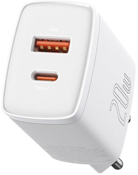 ŁADOWARKA SIECIOWA Baseus Compact Quick Charger CCXJ-B02 20W 1x USB-A 1x USB-C PD 3.0 QC 3.0 BIAŁA ŁADOWARKA SIECIOWA Baseus Compact Quick Charger CCXJ-B02 20W 1x USB-A 1x USB-C PD 3.0 QC 3.0 BIAŁA