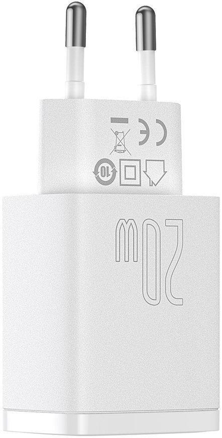 ŁADOWARKA SIECIOWA Baseus Compact Quick Charger CCXJ-B02 20W 1x USB-A 1x USB-C PD 3.0 QC 3.0 BIAŁA ŁADOWARKA SIECIOWA Baseus Compact Quick Charger CCXJ-B02 20W 1x USB-A 1x USB-C PD 3.0 QC 3.0 BIAŁA