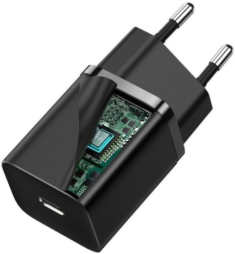 ŁADOWARKA SIECIOWA Baseus Super Si Quick Charger 1C CCSUP-J01 30W 1x USB-C PD 3.0 QC 3.0 CZARNA ŁADOWARKA SIECIOWA Baseus Super Si Quick Charger 1C CCSUP-J01 30W 1x USB-C PD 3.0 QC 3.0 CZARNA
