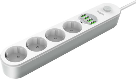 LISTWA ZASILAJĄCA Z WYŁĄCZNIKIEM Energizer 4x SCHUKO 4x USB-A 2500W 10A KABEL 2M LISTWA ZASILAJĄCA Z WYŁĄCZNIKIEM Energizer 4x SCHUKO 4x USB-A 2500W 10A KABEL 2M