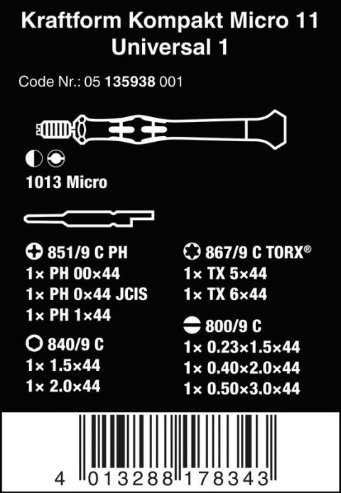 ZESTAW KRAFTFORM KOMPAKT MICRO 11 UNIVERSAL 1 ZESTAW KRAFTFORM KOMPAKT MICRO 11 UNIVERSAL 1