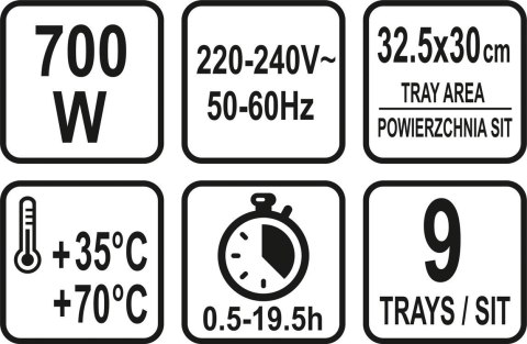 SUSZARKA SPOŻYWCZA, 9 SIT, 600-700W. SUSZARKA SPOŻYWCZA, 9 SIT, 600-700W.
