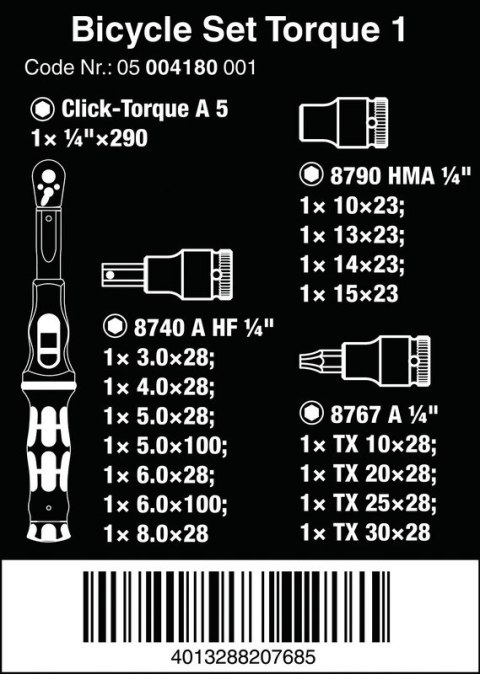 ZESTAW NARZĘDZI BICYCLE SET TORQUE 1, 2,5-25 NM, 16 CZĘŚĆ ZESTAW NARZĘDZI BICYCLE SET TORQUE 1, 2,5-25 NM, 16 CZĘŚĆ