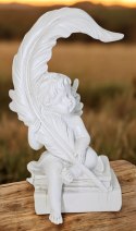 Figurka Dekoracyjna Anioł Biały Aniołek Z Piórem Książkami
