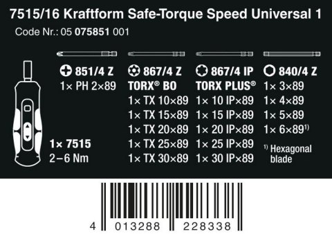 WKRĘTAK DYNAMOMETR. SAFE-TORQUE SPEED UNIWERSA1,7515/16,16CZ WKRĘTAK DYNAMOMETR. SAFE-TORQUE SPEED UNIWERSA1,7515/16,16CZ