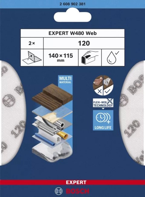 ARKUSZ ŚCIERNY PIANKA EXPERT 115*140MM W480 G120 2PC ARKUSZ ŚCIERNY PIANKA EXPERT 115*140MM W480 G120 2PC