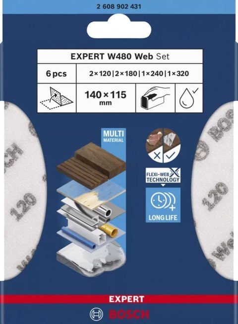 ARKUSZ ŚCIERNY PIANKA EXPERT 115*140MM W480 SET 6PC