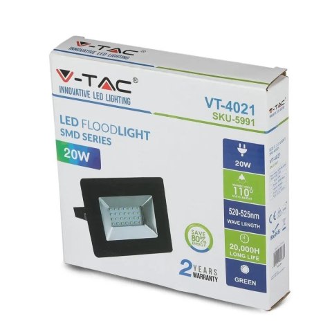 Projektor LED V-TAC 20W SMD E-Series Czarny VT-4021 Kolor Zielony Projektor LED V-TAC 20W SMD E-Series Czarny VT-4021 Kolor Zielony