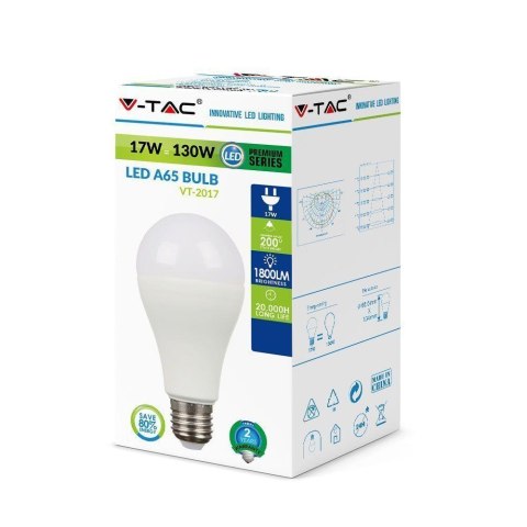 Żarówka LED V-TAC 17W A65 E27 VT-2017 4000K 1521lm Żarówka LED V-TAC 17W A65 E27 VT-2017 4000K 1521lm