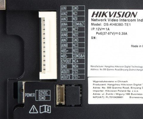 PANEL WEWNĘTRZNY IP DS-KH8380-TE1 Hikvision PANEL WEWNĘTRZNY IP DS-KH8380-TE1 Hikvision