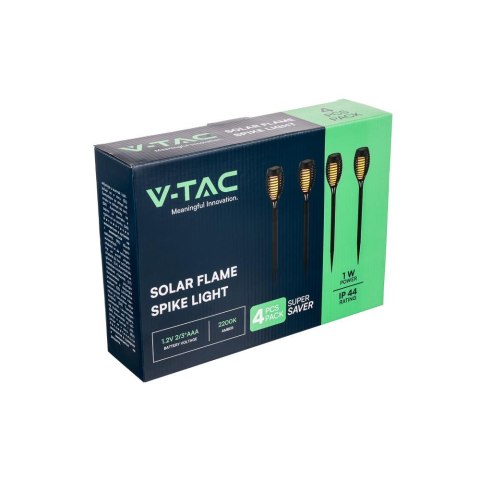 Lampa Solarna Zestaw 4szt V-TAC Wbijana 1W LED 50cm 6 godzin (Opak. 4szt) VT-724 2200K Lampa Solarna Zestaw 4szt V-TAC Wbijana 1W LED 50cm 6 godzin (Opak. 4szt) VT-724 2200K