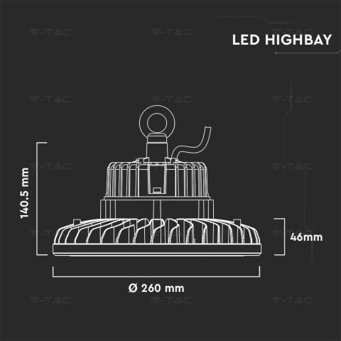 Oprawa V-TAC LED High Bay SAMSUNG CHIP 100W 120st 120Lm/W 1-10V VT-9-114 5000K 12000lm 5 Lat Gwarancji Oprawa V-TAC LED High Bay SAMSUNG CHIP 100W 120st 120Lm/W 1-10V VT-9-114 5000K 12000lm 5 Lat Gwarancji
