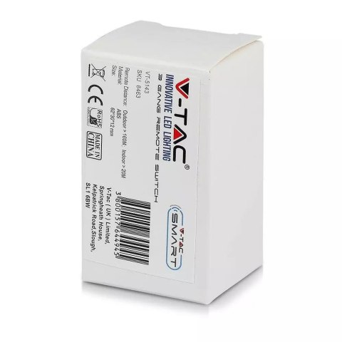 Pilot Zdalnego Sterowania Oświetleniem Potrójny do SKU 8458, 8459 IP54 V-TAC VT-5143 Pilot Zdalnego Sterowania Oświetleniem Potrójny do SKU 8458, 8459 IP54 V-TAC VT-5143