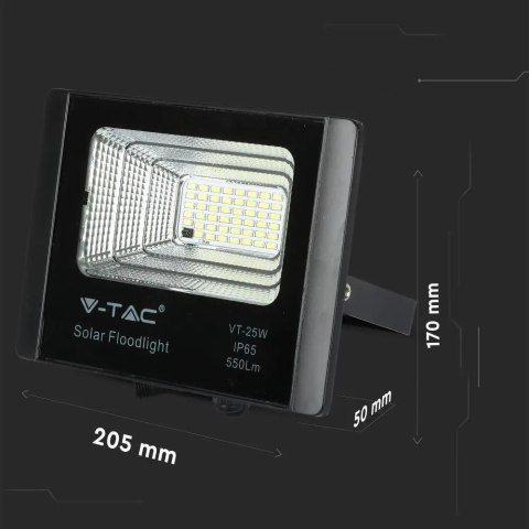 Projektor LED Solarny V-TAC 12W Czarny IP65, Pilot, Timer VT-25W 6000K 550lm Projektor LED Solarny V-TAC 12W Czarny IP65, Pilot, Timer VT-25W 6000K 550lm