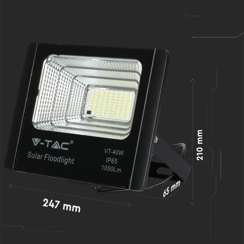 Projektor LED Solarny V-TAC 16W Czarny IP65, Pilot, Timer VT-40W 4000K 1050lm Projektor LED Solarny V-TAC 16W Czarny IP65, Pilot, Timer VT-40W 4000K 1050lm