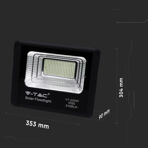 Projektor LED Solarny V-TAC 40W Czarny IP65, Pilot, Timer VT-200W 4000K 3100lm Projektor LED Solarny V-TAC 40W Czarny IP65, Pilot, Timer VT-200W 4000K 3100lm