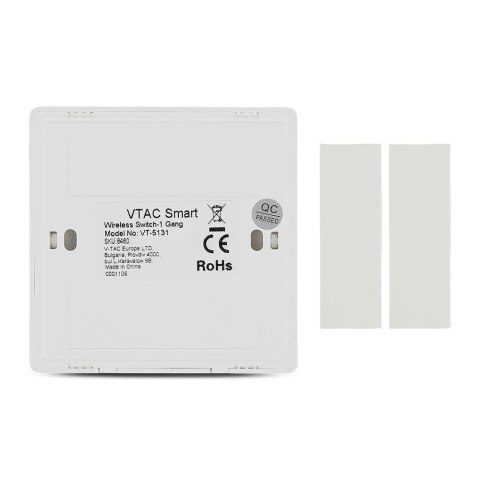 Przełącznik Bezprzewodowy Podwójny IP54 do SKU 8458, 8459 V-TAC VT-5132 Przełącznik Bezprzewodowy Podwójny IP54 do SKU 8458, 8459 V-TAC VT-5132