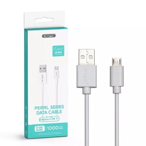 Przewód Micro USB V-TAC 1M Biały Seria Pearl VT-5301 Przewód Micro USB V-TAC 1M Biały Seria Pearl VT-5301