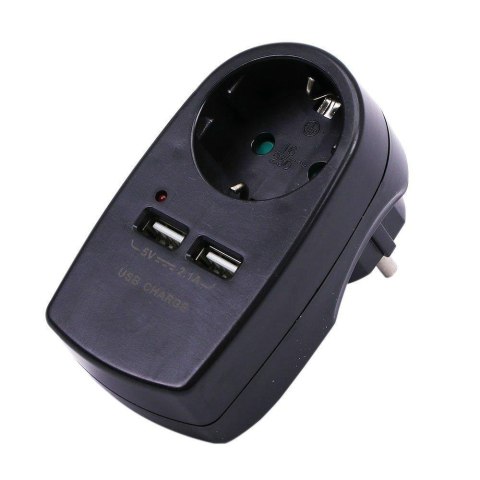 Adapter do gniazda 2x USB 2,1A V-TAC Czarny VT-1044 Adapter do gniazda 2x USB 2,1A V-TAC Czarny VT-1044