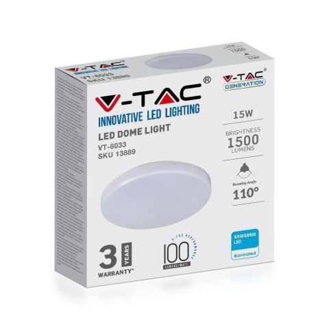 Plafon Natynkowy Okrągły V-TAC 15W LED SAMSUNG CHIP IP44 100Lm/W VT-8033 3000K 1500lm 3 Lata Gwarancji Plafon Natynkowy Okrągły V-TAC 15W LED SAMSUNG CHIP IP44 100Lm/W VT-8033 3000K 1500lm 3 Lata Gwarancji