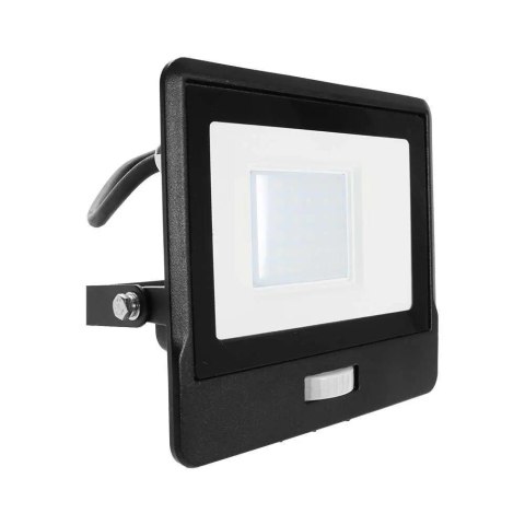 Projektor LED V-TAC 30W SAMSUNG CHIP czujnik ruchu czarny przewód 1M VT-138S-1 6400K 2340lm 5 lat gwarancji