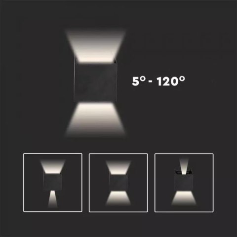 Oprawa Ścienna V-TAC 5W Kinkiet Góra Dół Regulowana Czarny Kwadrat IP65 Bridgelux VT-759-B 4000K 700lm Oprawa Ścienna V-TAC 5W Kinkiet Góra Dół Regulowana Czarny Kwadrat IP65 Bridgelux VT-759-B 4000K 700lm