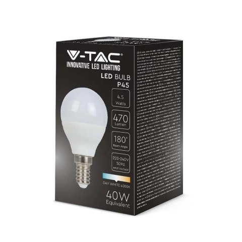 Żarówka LED V-TAC 4,5W E14 P45 Kulka VT-1880 4000K 470lm
