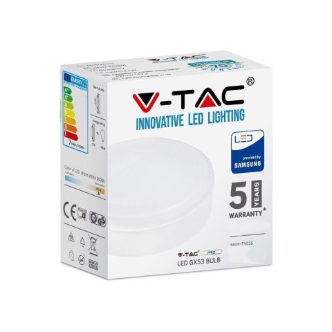 Żarówka LED V-TAC SAMSUNG CHIP 6,4W GX53 VT-207 3000K 560lm 5 Lat Gwarancji Żarówka LED V-TAC SAMSUNG CHIP 6,4W GX53 VT-207 3000K 560lm 5 Lat Gwarancji