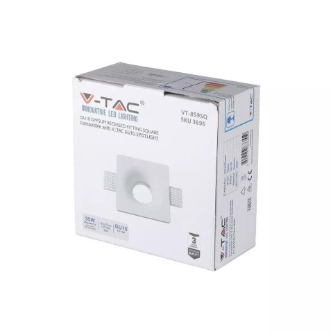 Oczko V-TAC GIPS GU10 Wpuszczane 103x103 Okrągłe Białe V-TAC VT-859SQ Oczko V-TAC GIPS GU10 Wpuszczane 103x103 Okrągłe Białe V-TAC VT-859SQ