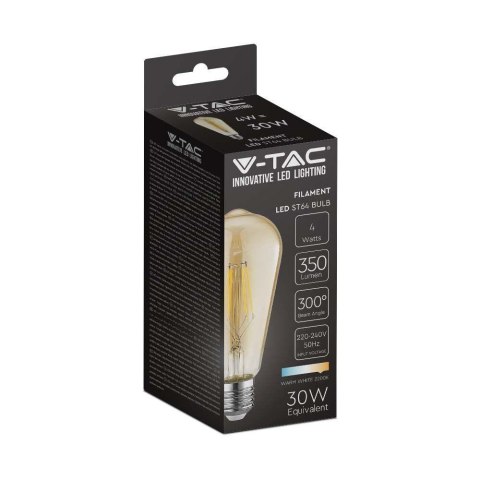 Żarówka LED V-TAC 4W E27 Filament Bursztyn Vintage ST64 VT-1964 2200K 350lm Żarówka LED V-TAC 4W E27 Filament Bursztyn Vintage ST64 VT-1964 2200K 350lm