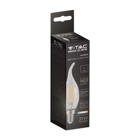 Żarówka LED V-TAC 4W Filament E14 Świeczka Płomyk VT-1997 3000K 400lm Żarówka LED V-TAC 4W Filament E14 Świeczka Płomyk VT-1997 3000K 400lm