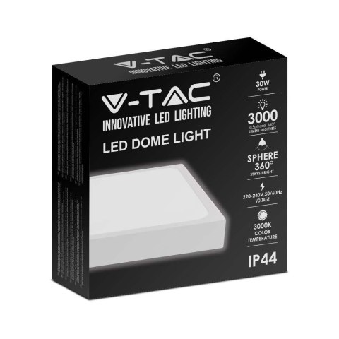 Plafon V-TAC 30W LED Kwadrat IP44 42x42cm Biały VT-8630W-SQ 3000K 3000lm Plafon V-TAC 30W LED Kwadrat IP44 42x42cm Biały VT-8630W-SQ 3000K 3000lm